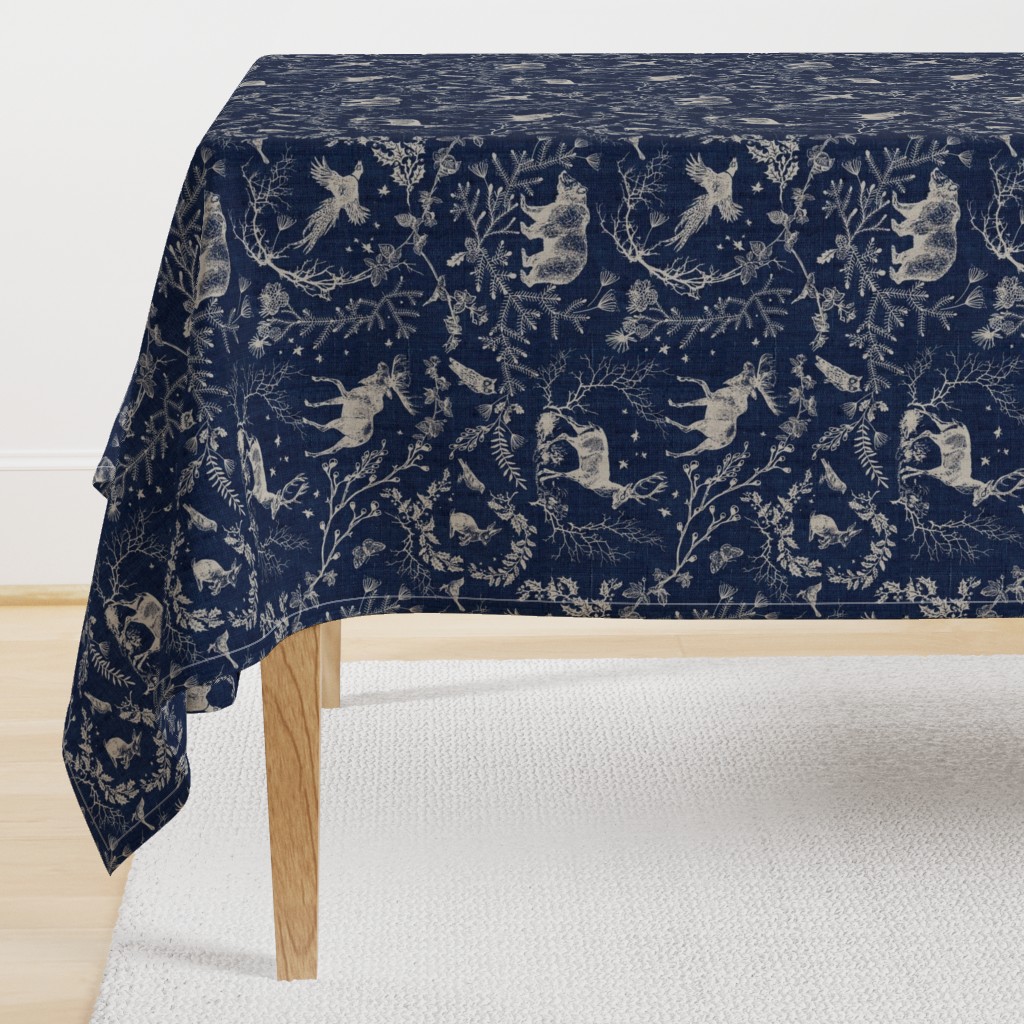 Winter Toile (navy solid/burlap) LRG