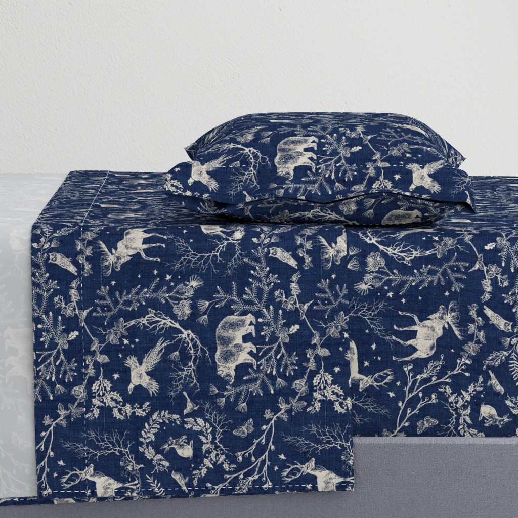 Winter Toile (navy solid/burlap) LRG