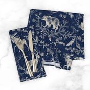 Winter Toile (navy solid/burlap) LRG