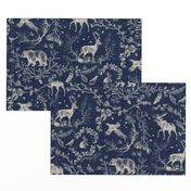 Winter Toile (navy solid/burlap) LRG