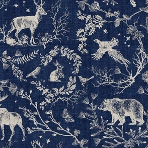 Winter Toile (navy solid/burlap) LRG