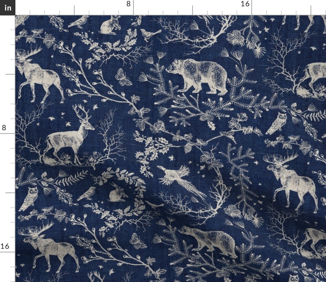 Winter Toile (navy solid/burlap) LRG