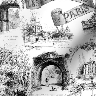 Les Environs de Paris ~ Toile de Jouy ~ Black and White