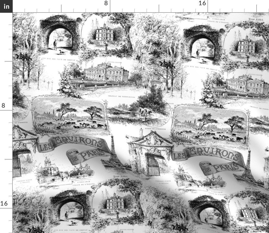 Les Environs de Paris ~ Toile de Jouy ~ Black and White