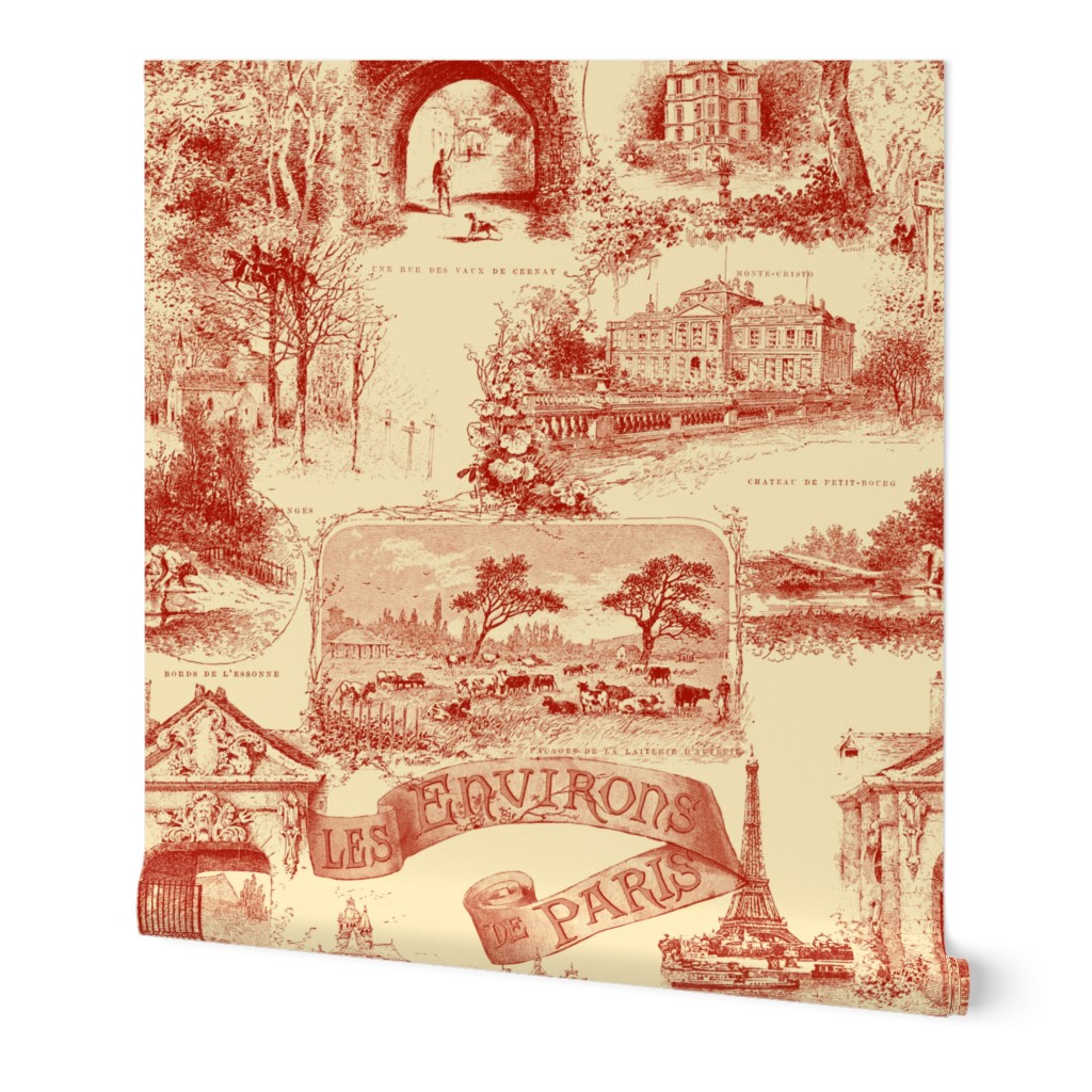 Les Environs de Paris ~ Toile de Jouy ~ Turkey Red on Trianon Cream
