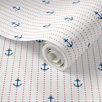 Sailor Anchors Navy&Red on White