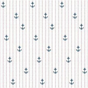 Sailor Anchors Navy&Red on White