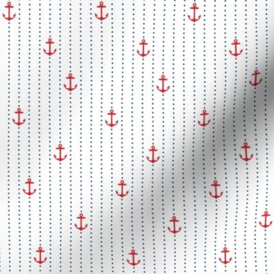 Sailor Anchors Red&Navy on White
