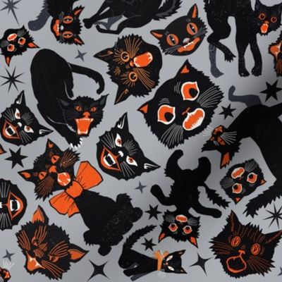 Halloween Cats Light Gray