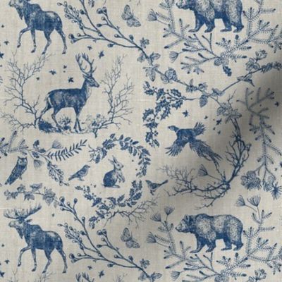 Winter  Woodland Toile (navy) MED 