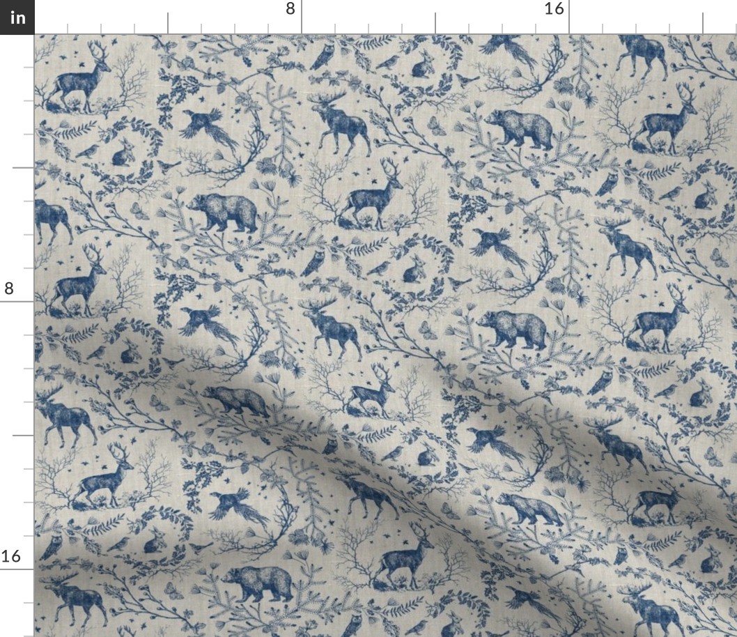 Winter  Woodland Toile (navy) MED 