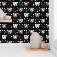 Geometric grizzly bear woodland illustration pattern