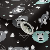 Geometric grizzly bear woodland illustration pattern