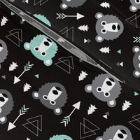 Geometric grizzly bear woodland illustration pattern