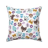 Winter wonderland moose fox and woodland animals illustration pattern