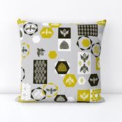 Bees Block - Grey Background by Andrea Lauren