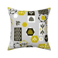 Bees Block - Grey Background by Andrea Lauren