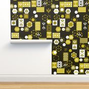 Bees Block - Dark Background by Andrea Lauren