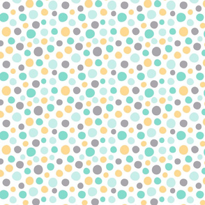 funky dots blues and yellow