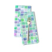 watercolor squares - green, aqua, blue, purple