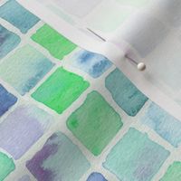 watercolor squares - green, aqua, blue, purple