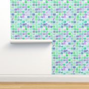 watercolor squares - green, aqua, blue, purple