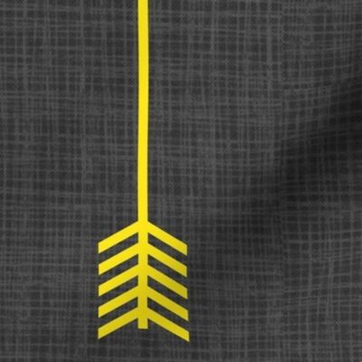 Yellow Arrows on Grey Linen - Grey Arrows-ch