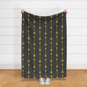 Yellow Arrows on Grey Linen - Grey Arrows-ch