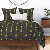 Yellow Arrows on Grey Linen - Grey Arrows-ch