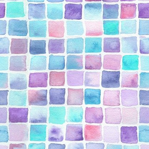 watercolor squares - pink, purple, blue