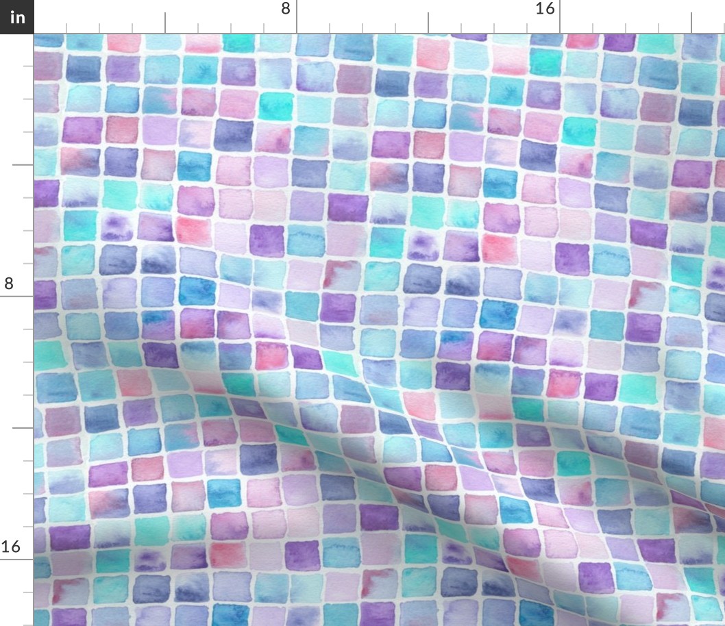 watercolor squares - pink, purple, blue