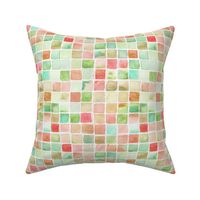 watercolor squares - red, brown, green, teal