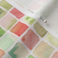 watercolor squares - red, brown, green, teal