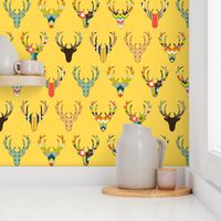 retro deer head yellow