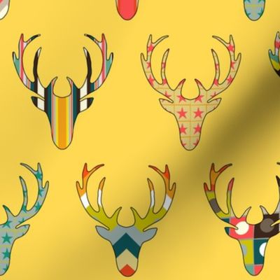 retro deer head yellow