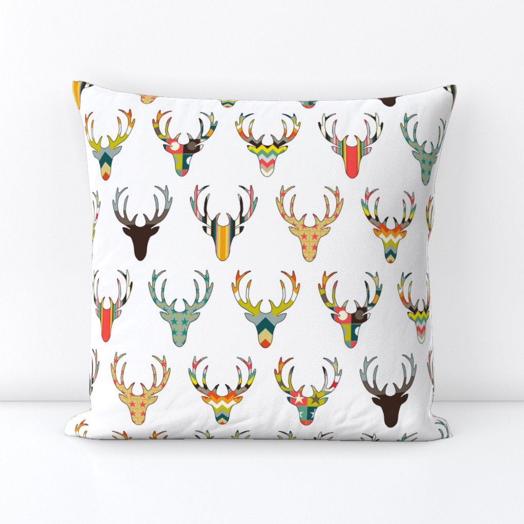 retro deer head white