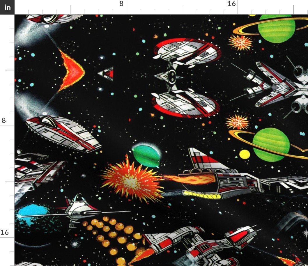 vintage retro kitsch science fiction futuristic spaceships rockets planets space galaxy shuttle Saturn moon pop art battles UFO 