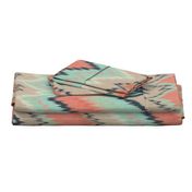 Large Scale Ikat Chevron in Mint, Coral and Navy