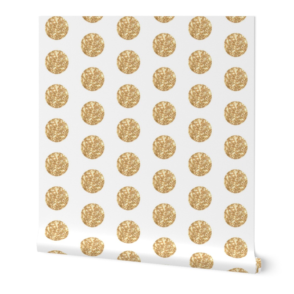 Sparkly Golden Glitter Polka Dots