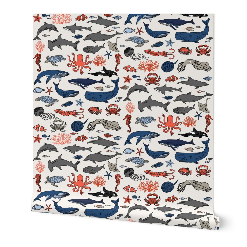 ocean animals // kids shark whale squid crab shark fish dolphin kids ocean nautical animals