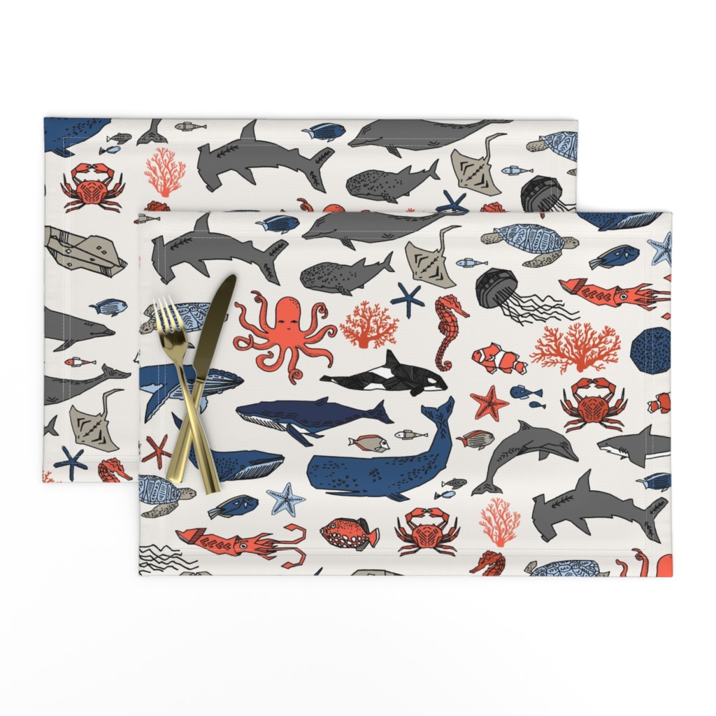 ocean animals // kids shark whale squid crab shark fish dolphin kids ocean nautical animals