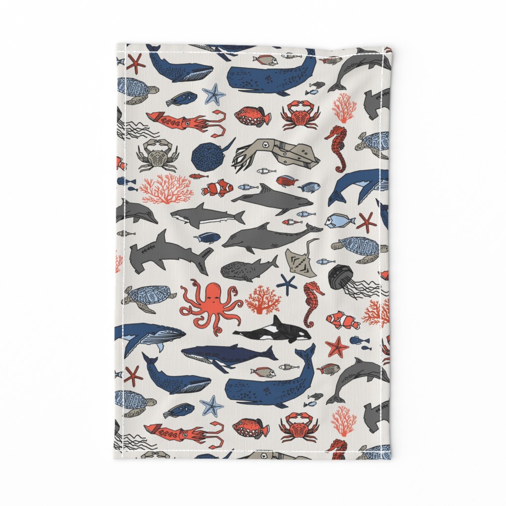 ocean animals // kids shark whale squid crab shark fish dolphin kids ocean nautical animals