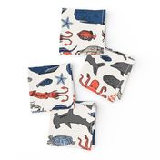 ocean animals // kids shark whale squid crab shark fish dolphin kids ocean nautical animals