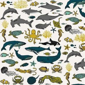 ocean // kids ocean nautical summer fish whale octopus kids crabs