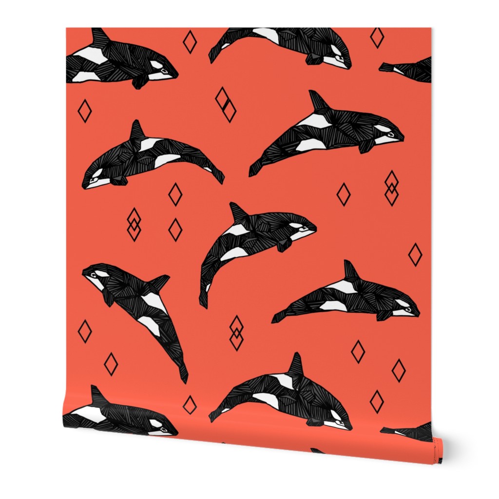 orca whales // ocean kids nautical summer kids orange coral baby nursery