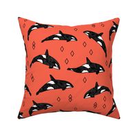 orca whales // ocean kids nautical summer kids orange coral baby nursery