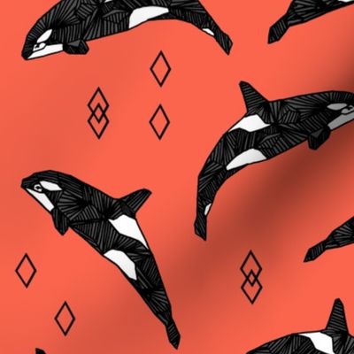 orca whales // ocean kids nautical summer kids orange coral baby nursery