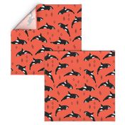 orca whales // ocean kids nautical summer kids orange coral baby nursery