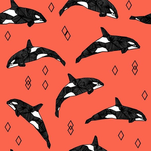 orca whales // ocean kids nautical summer kids orange coral baby nursery