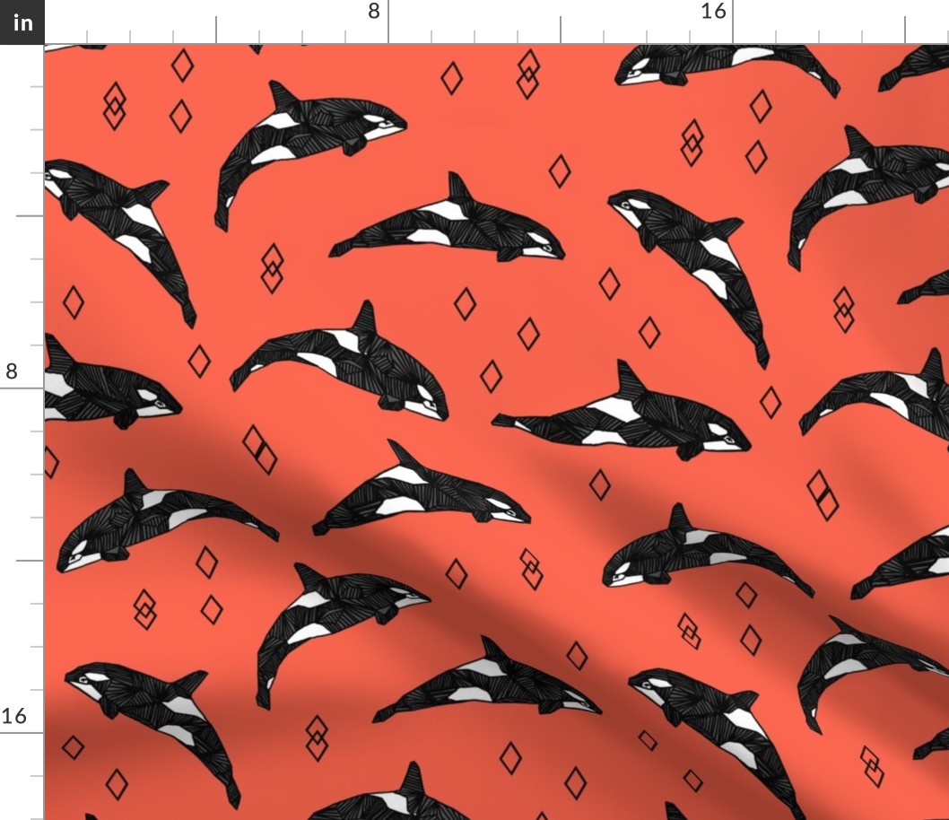 orca whales // ocean kids nautical summer kids orange coral baby nursery